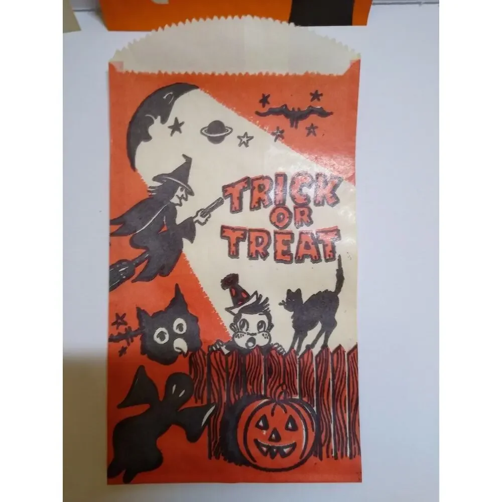 Halloween Witch Ghost Black Cats Candy Trick Or Treat Goodie Loot Bags Lot Of 4